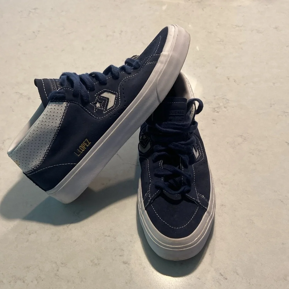 Converse Louie Lopez pro Mid Suede men’s 10 womans 11.5 Navy and White - Picture 2 of 10
